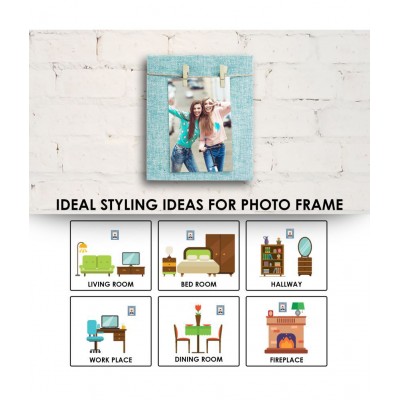 Story@Home Wood Wall Hanging Blue Single Photo Frame - Pack of 1